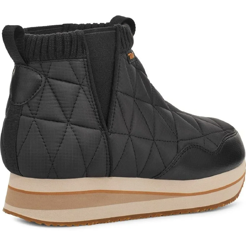 TEVA Black ReEmber Quilted Slip-On Outdoor Comfort Mid Platform Booties 6